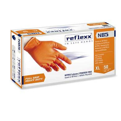 REFLEXX N85 NITRILE ARANCIO FULL GRIP S/P 100pz
