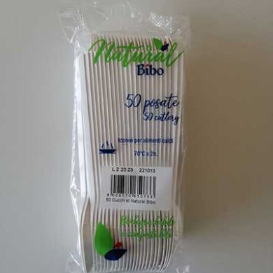 CUCCHIAI STD BIANCHI BIOPLASTICA 50pz